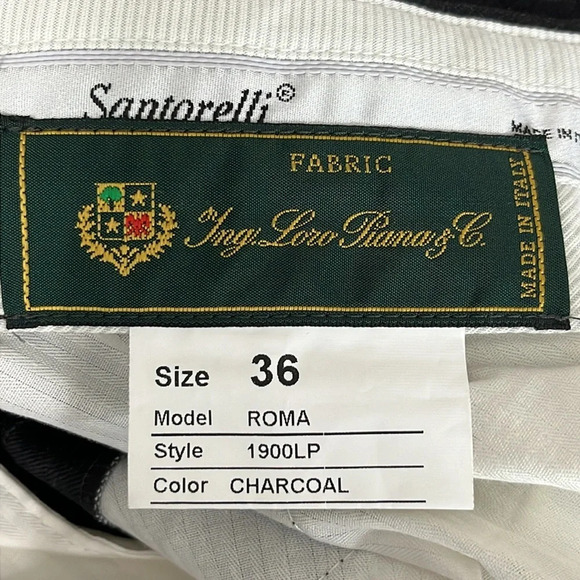 Santorelli With Loro Piana Fabric Wool Dress Pants in Charcoal - Size 36 Hemmed - Picture 4 of 7